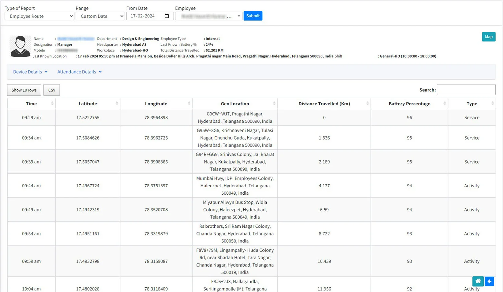 Employee Track Data